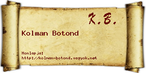 Kolman Botond névjegykártya
